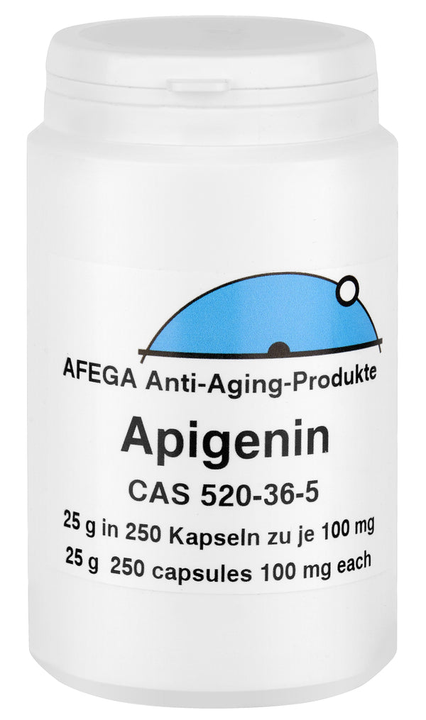 25 g  Apigenina (l'ingrédient actif de la camomille): Prevención en lugar de reparación - 250 cápsulas de 100 mg cada una